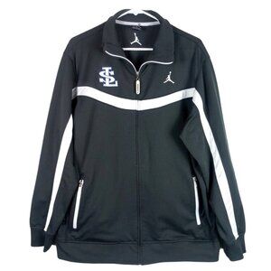 Nike Mens Jordan Warm-Up Starter Jacket Medium Gray St Louis Patch Logo Pockets